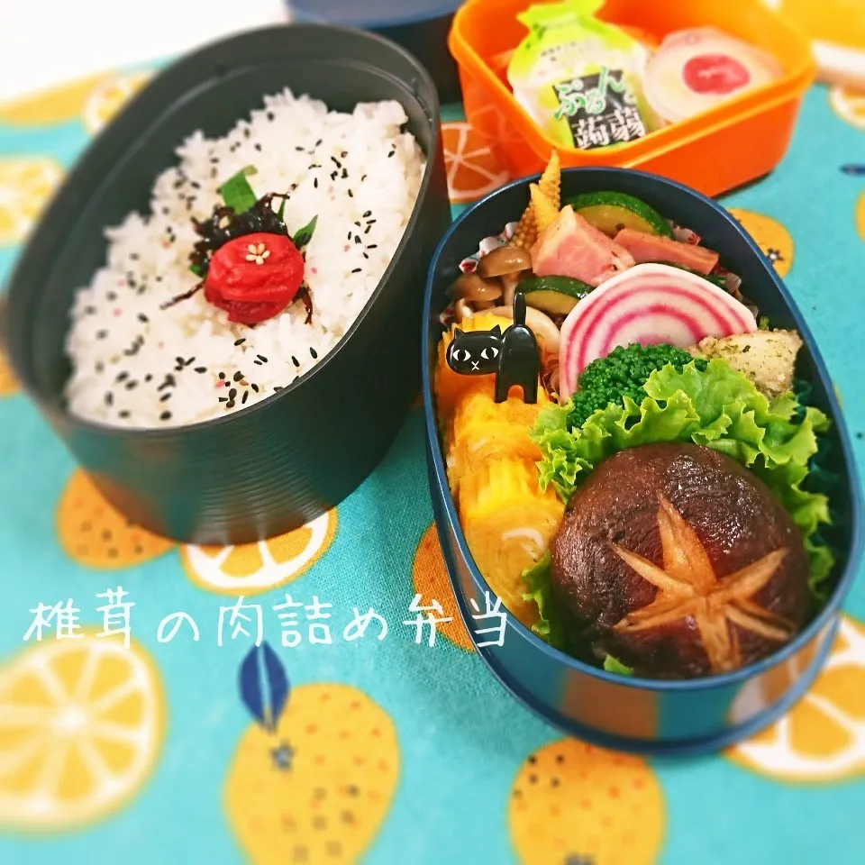 Snapdishの料理写真:椎茸の肉詰め弁当(高1娘用)|mugioさん