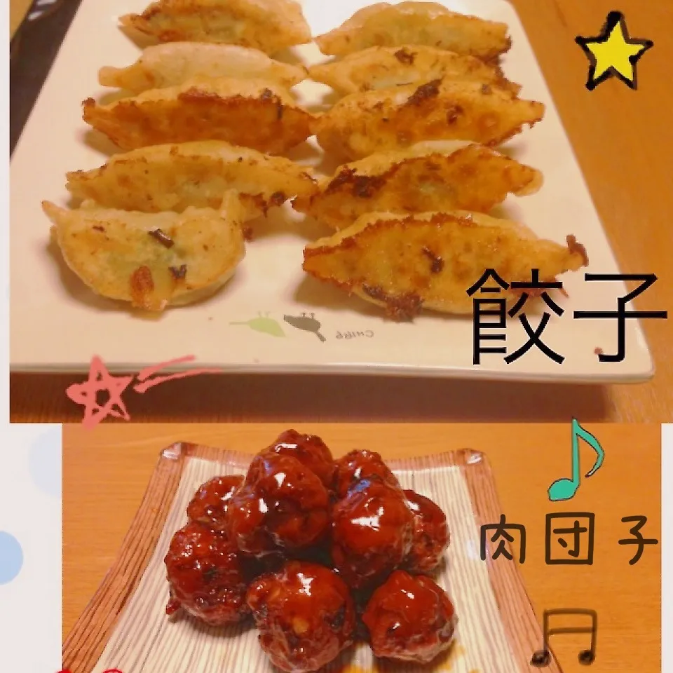 Snapdishの料理写真:餃子と肉団子|dr.よっしーパパ(ふらっとちゃんねるパパママレオくん)さん