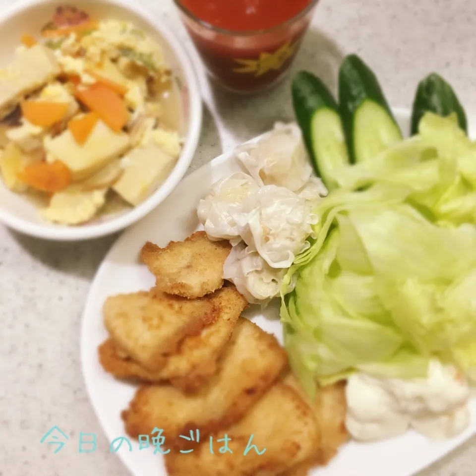 鶏胸肉の唐揚げ 高野豆腐の卵とじ|よっぴぃさん