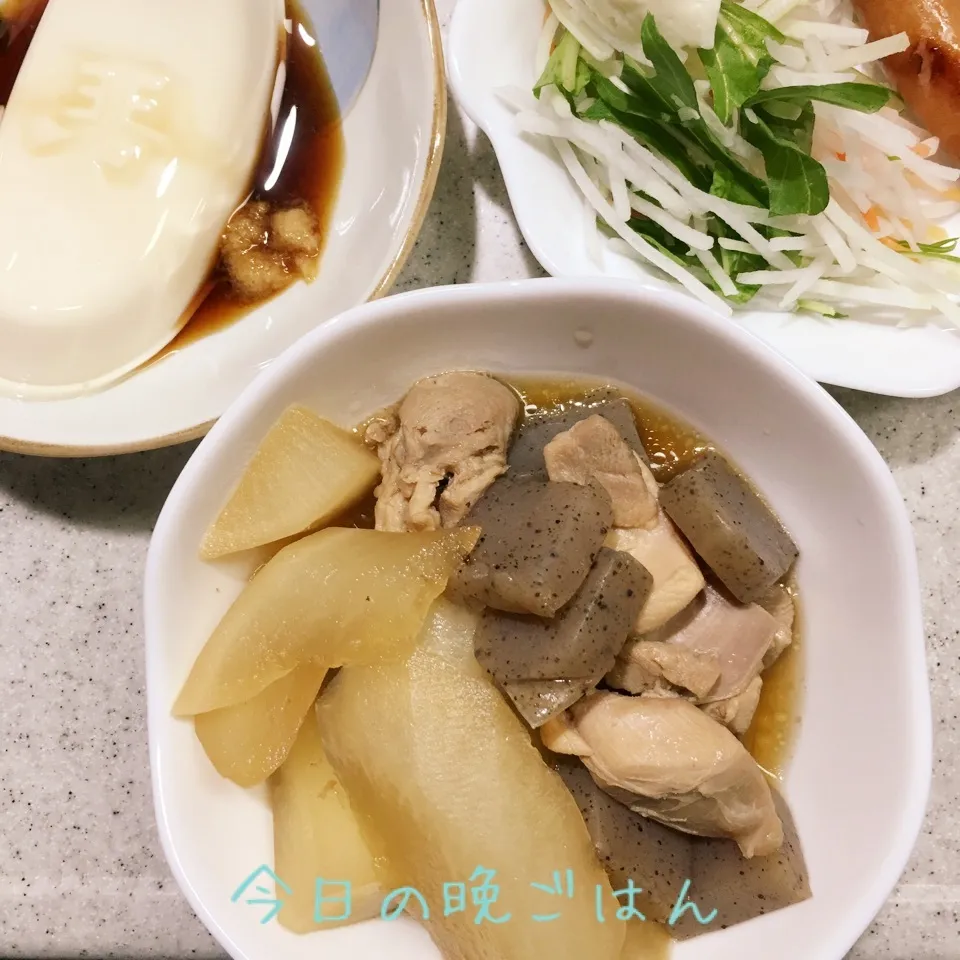 大根と鶏肉の煮物 冷奴|よっぴぃさん