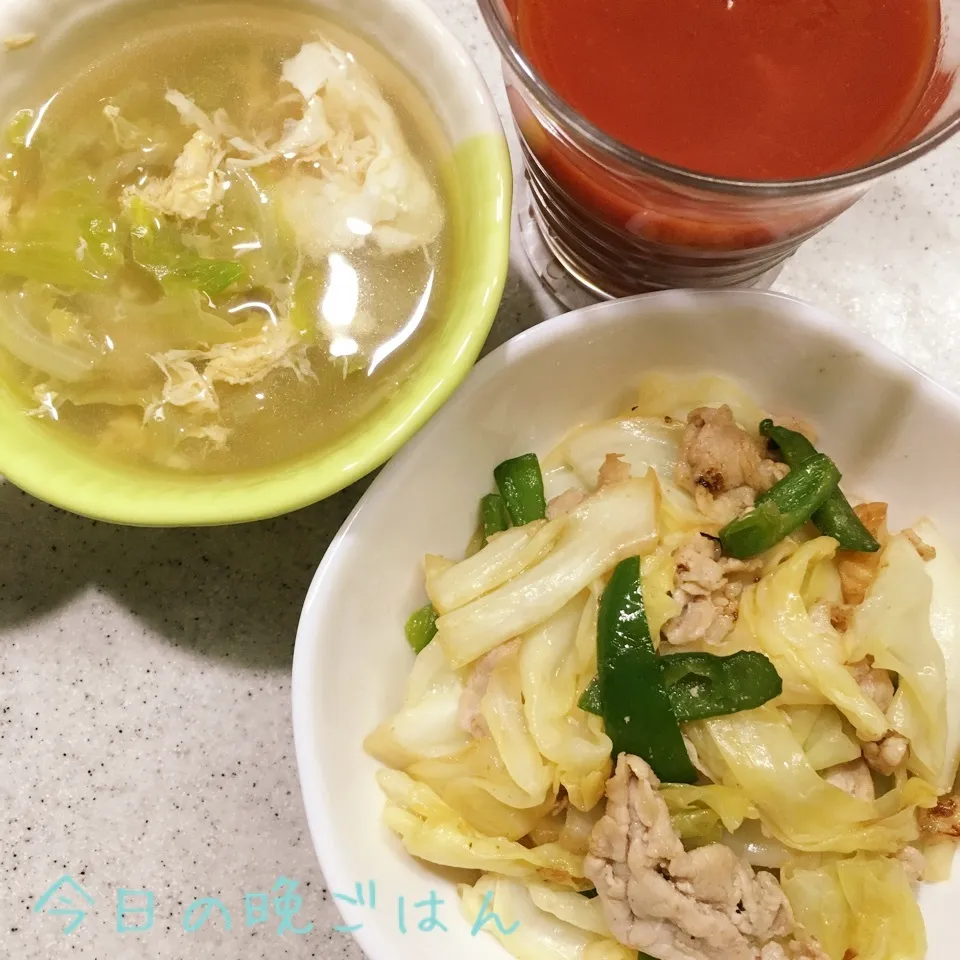 野菜炒め レタスと玉子のスープ|よっぴぃさん