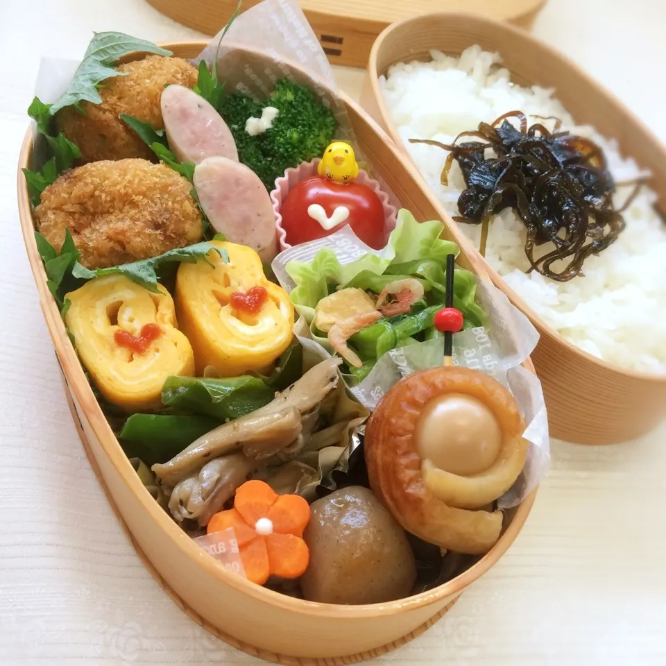 Snapdishの料理写真:主人の夜勤弁当♡カレー風味のミルフィーユカツ|★えっちゃん★さん