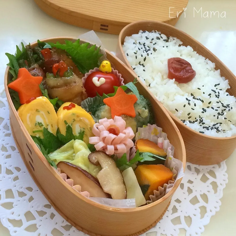 主人の夜勤弁当♡野菜の肉巻き|★えっちゃん★さん