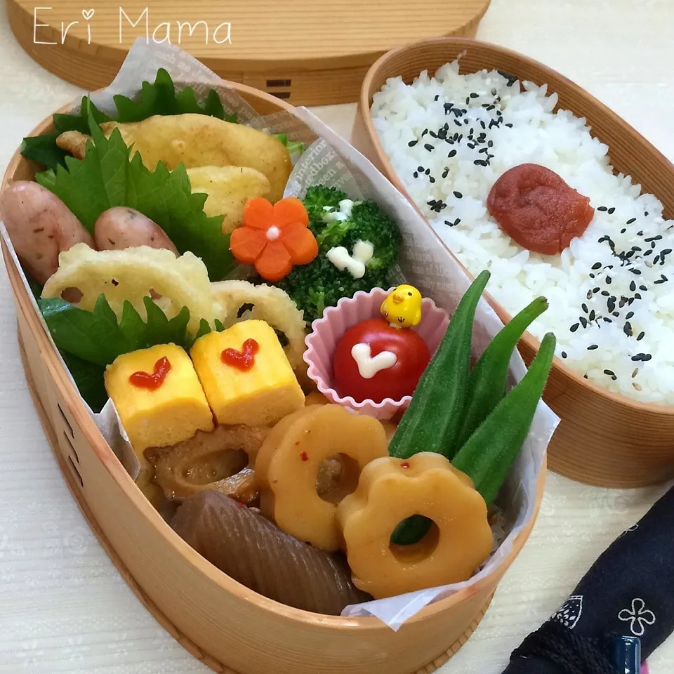 主人の夜勤弁当♡カレー味の鶏天。|★えっちゃん★さん