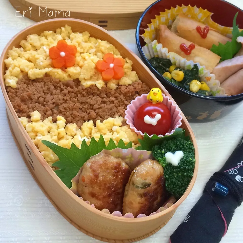 主人の夜勤弁当♡卵のそぼろ。|★えっちゃん★さん