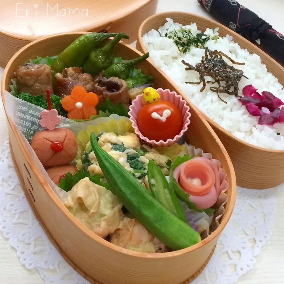 主人の夜勤弁当♡茄子の肉巻き。|★えっちゃん★さん