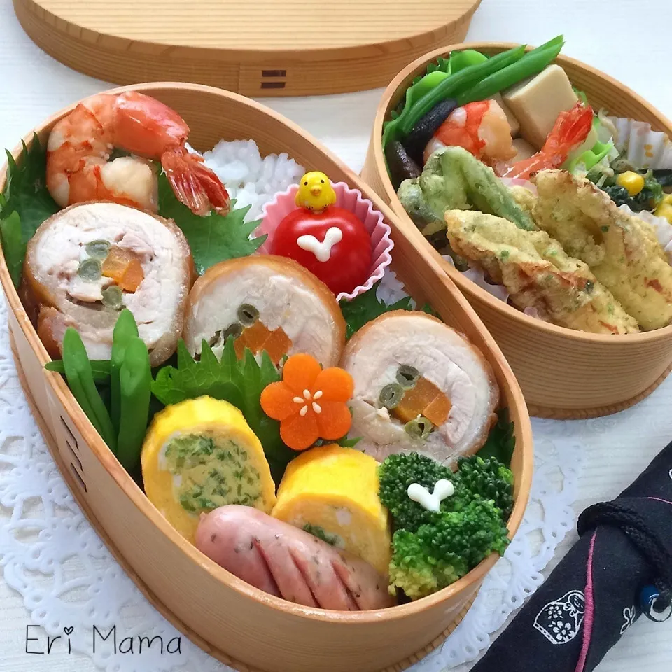 主人の夜勤弁当♡チキンの野菜ロール|★えっちゃん★さん