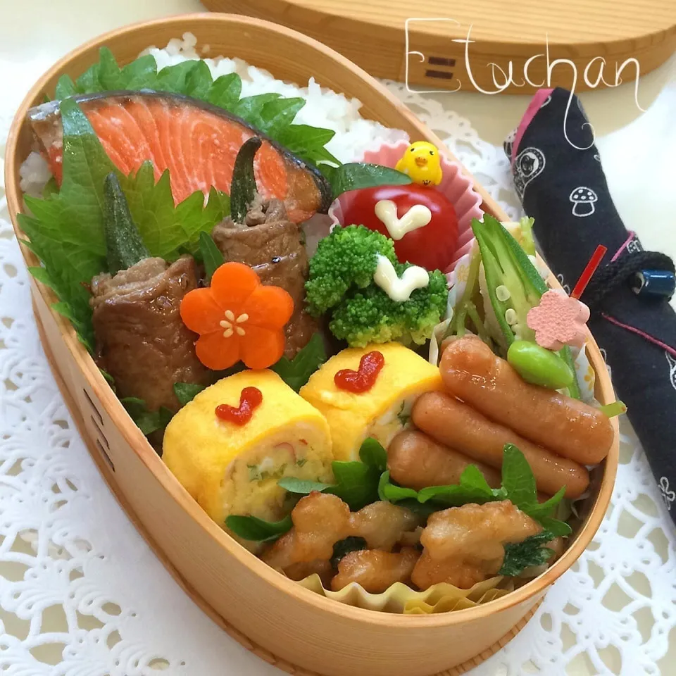 主人の夜勤弁当♡オクラの肉巻き|★えっちゃん★さん