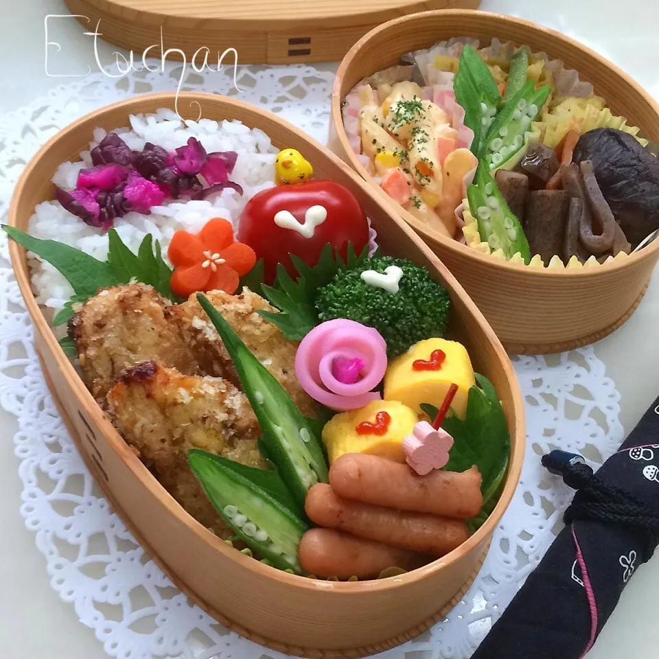 主人の夜勤弁当♡カレー風味チキンのパン粉焼き|★えっちゃん★さん