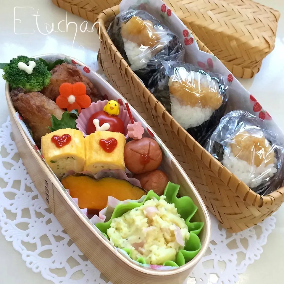 Snapdishの料理写真:主人の夜勤弁当♡天むす。|★えっちゃん★さん