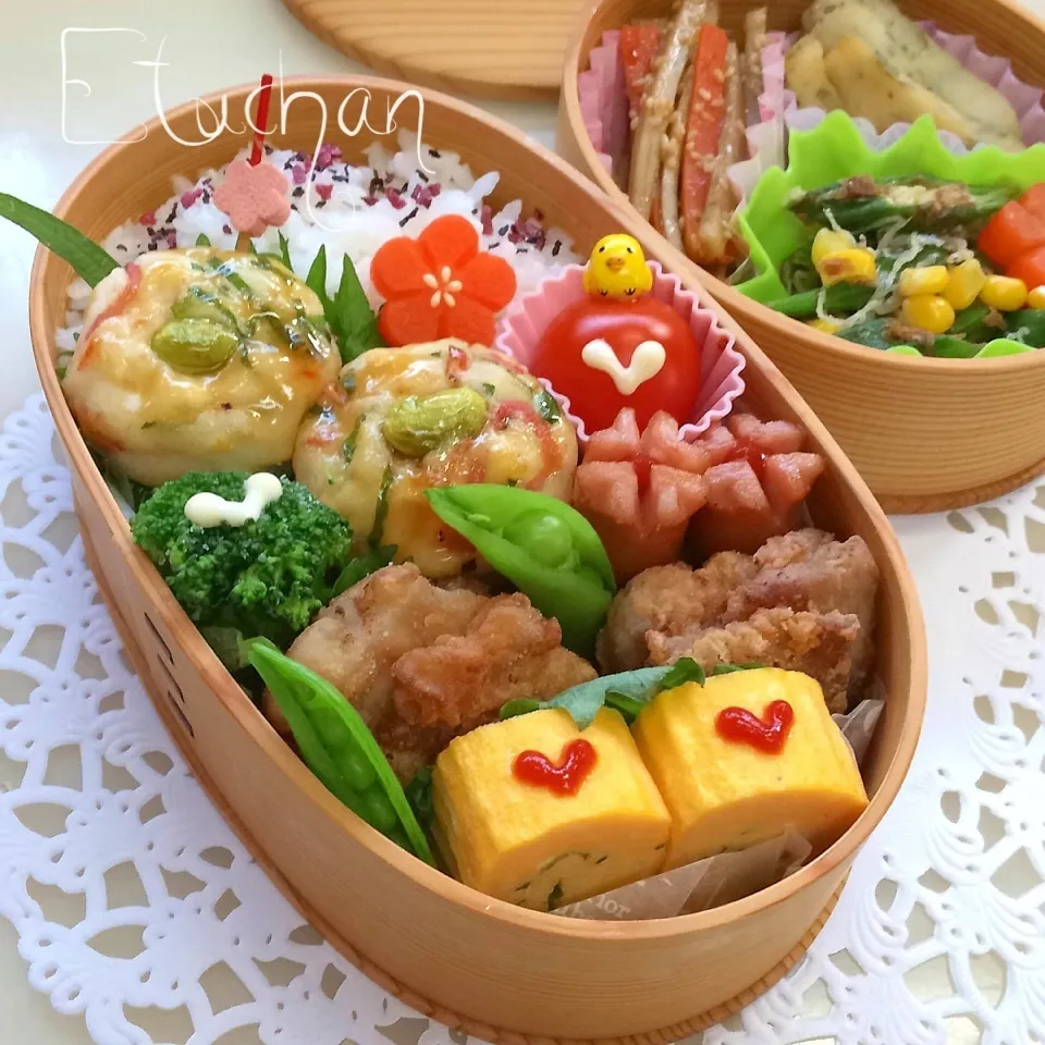 主人の夜勤弁当♡米粉でさっくり鶏の唐揚げ。|★えっちゃん★さん