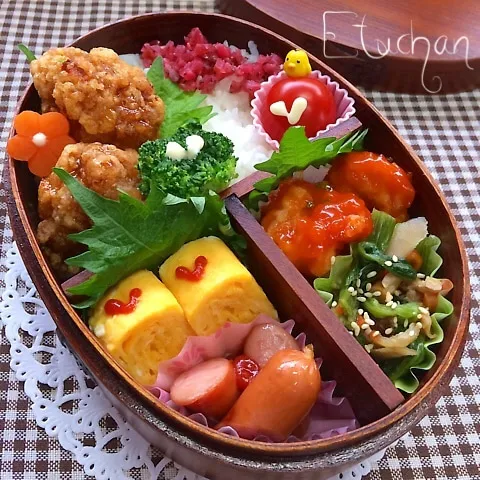 主人の夜勤弁当♡鶏の唐揚げ。(*^^*)|★えっちゃん★さん