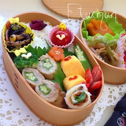 主人の夜勤弁当♡オクラの肉巻き|★えっちゃん★さん