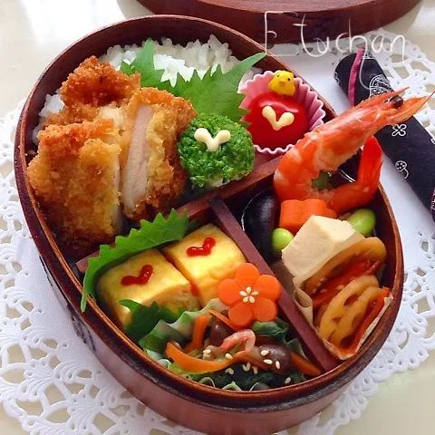 Snapdishの料理写真:主人の夜勤弁当♡カレー風味のチキンカツ。(*^^*)|★えっちゃん★さん