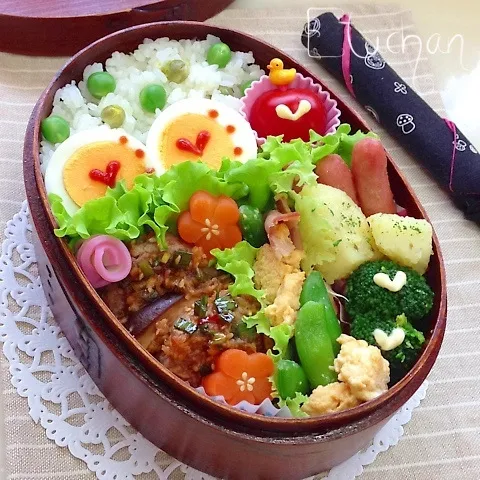 主人の夜勤弁当♡ヤンミョンダレで煮込みハンバーグ。(*^^*|★えっちゃん★さん