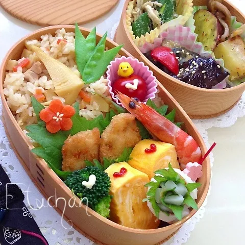 主人の夜勤弁当♡タケノコご飯。(*^^*)|★えっちゃん★さん