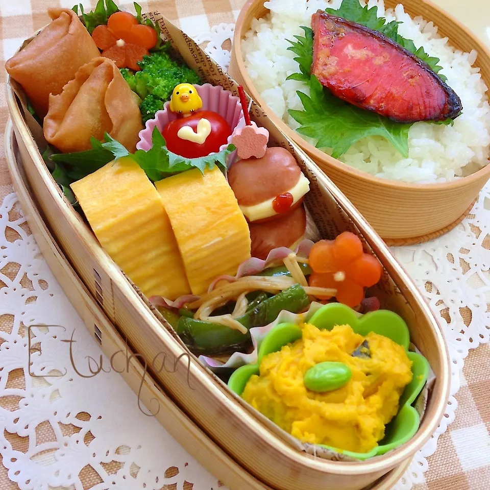 主人の夜勤弁当♡春巻き。。|★えっちゃん★さん