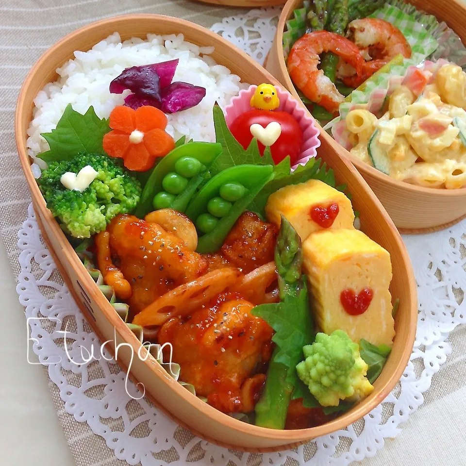 主人の夜勤弁当♡白身魚と蓮根のチリソース和え。(*^^*)|★えっちゃん★さん