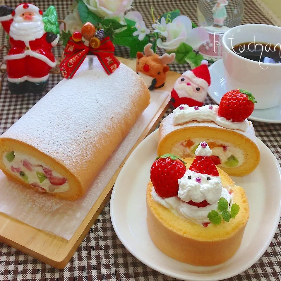 Snapdishの料理写真:フルーツロールケーキ♡(*^^*)砂糖はスィートスリム０で♡|★えっちゃん★さん