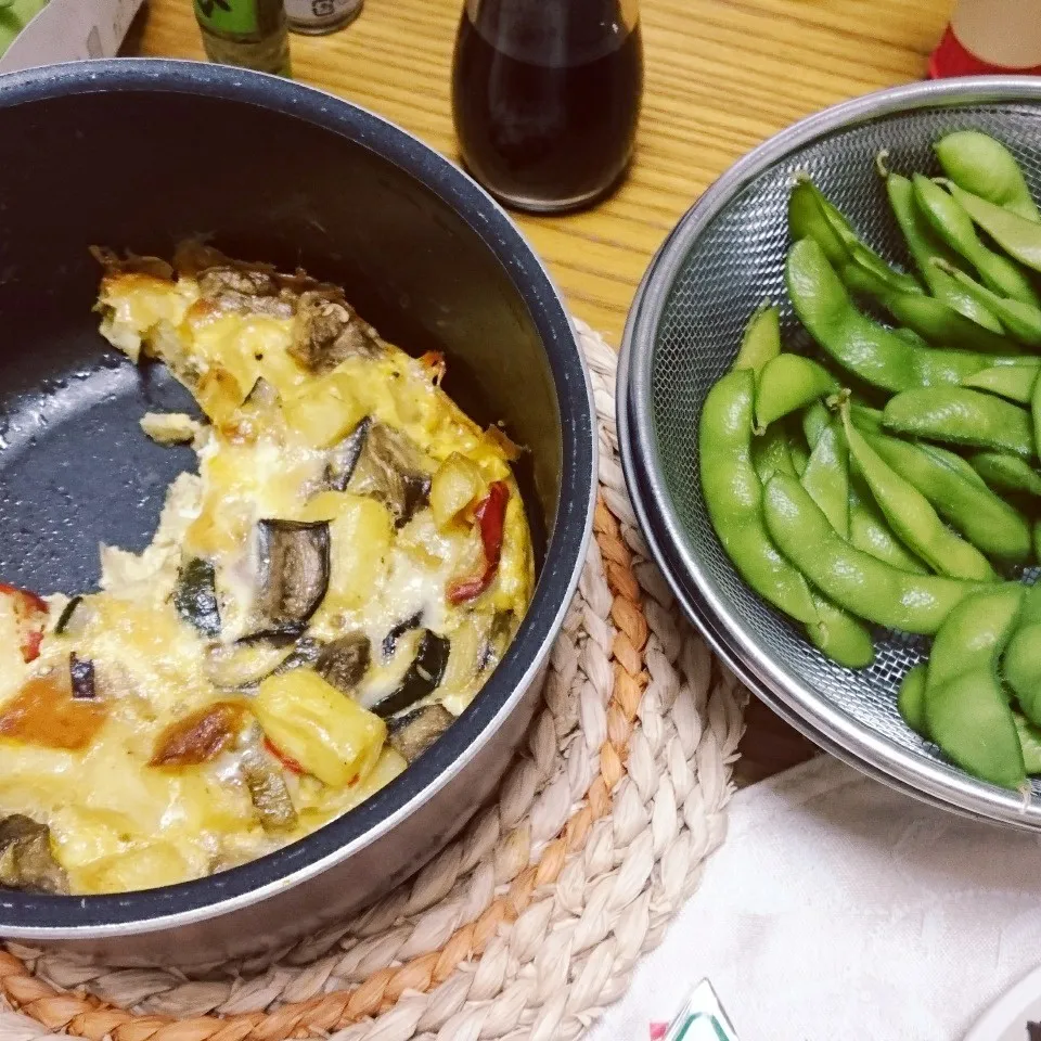 今晩のおつまみ グリル野菜のキッシュ風|卯月さん