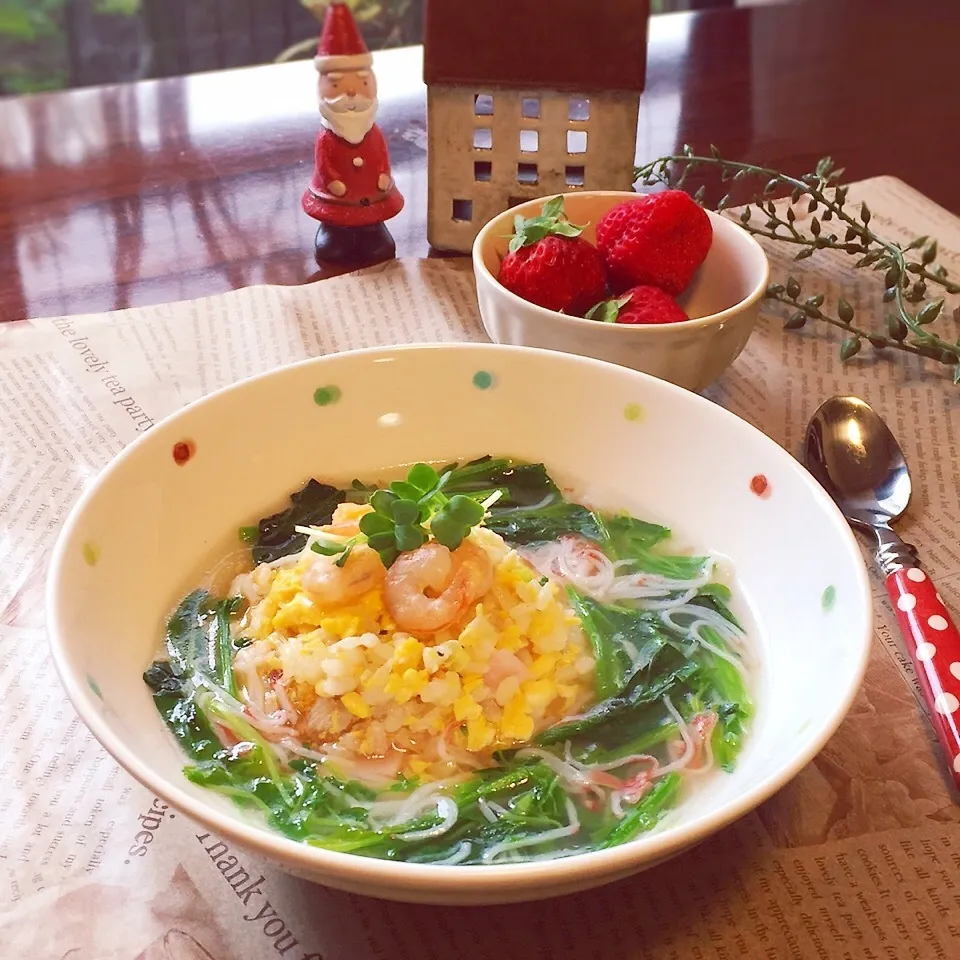 カニカマとほうれん草の餡掛けチャーハン|ゆりこさん