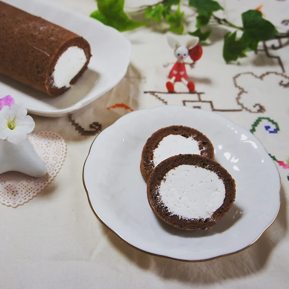 チョコロールケーキ…週末のお菓子♪ 2人のお誕生日に♡|chapkanonさん