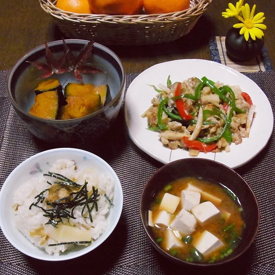 冬至の夕食…青椒肉絲とかぼちゃの煮物|chapkanonさん