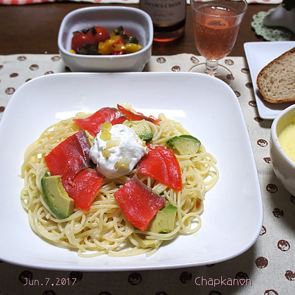 Snapdishの料理写真:塩レモンで冷製パスタ…皆様のアイデアで♡|chapkanonさん