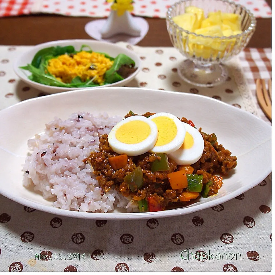 スパイスで作るドライカレー☆かぼちゃとさつまいものサラダ|chapkanonさん