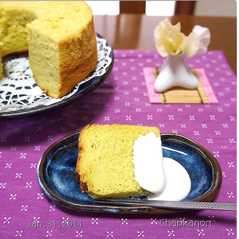 ♡サザエボンさんの青大豆きな粉シフォンケーキ♡週末のお菓子|chapkanonさん