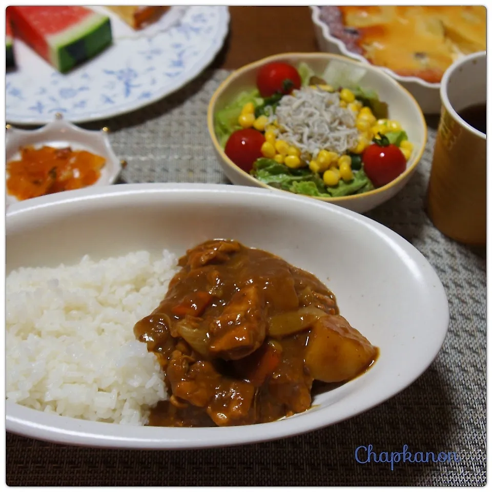 チキンカレー・ワカメサラダ|chapkanonさん