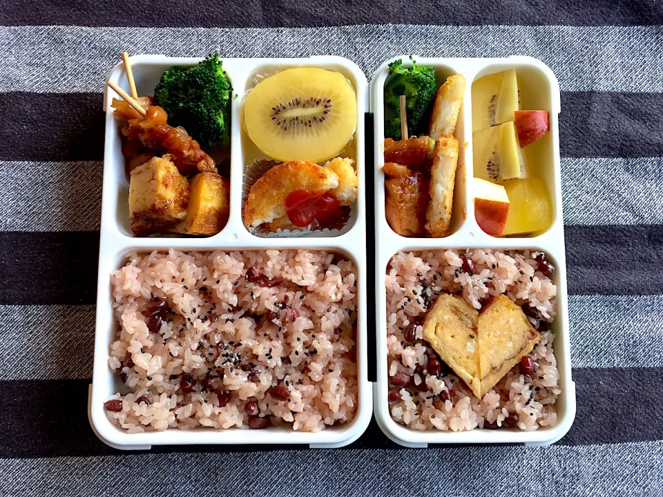 赤飯弁当 #弁当記録  #兄妹弁当|アチコさん