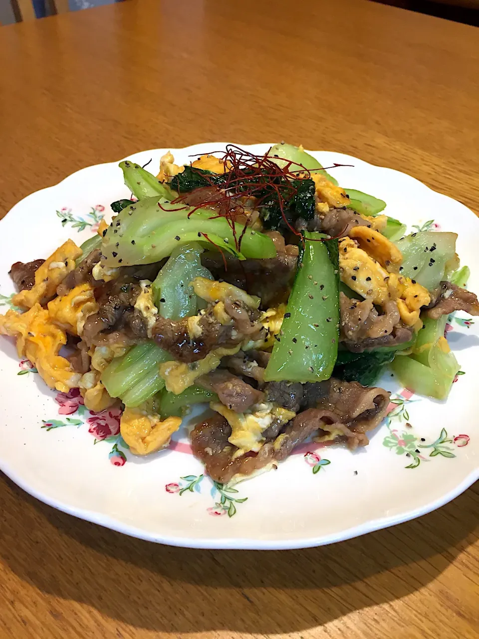 台湾料理  青梗菜牛肉玉子のとろとろ炒め|まつださんさん