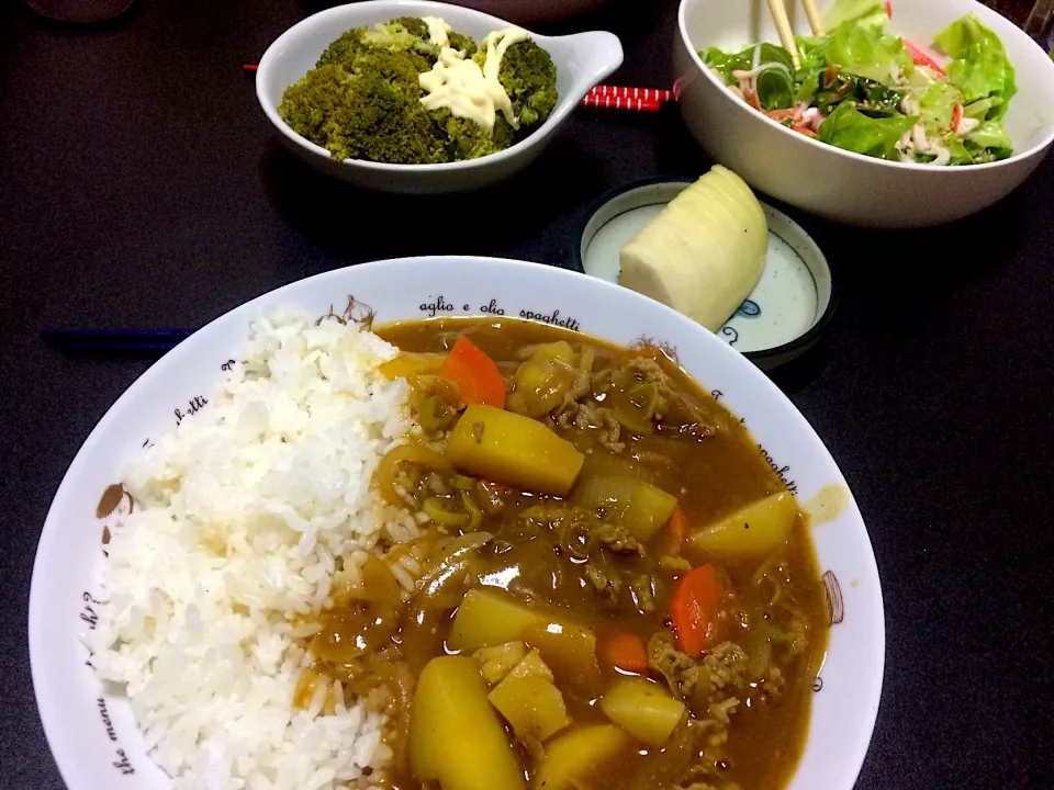 カレー&サラダ&大根のぬか漬け|Shintarou  Nishimuraさん