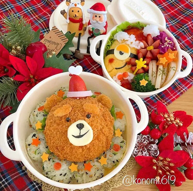 テッドとミニオンのクリスマス弁当🎄✨|@konomi.619さん