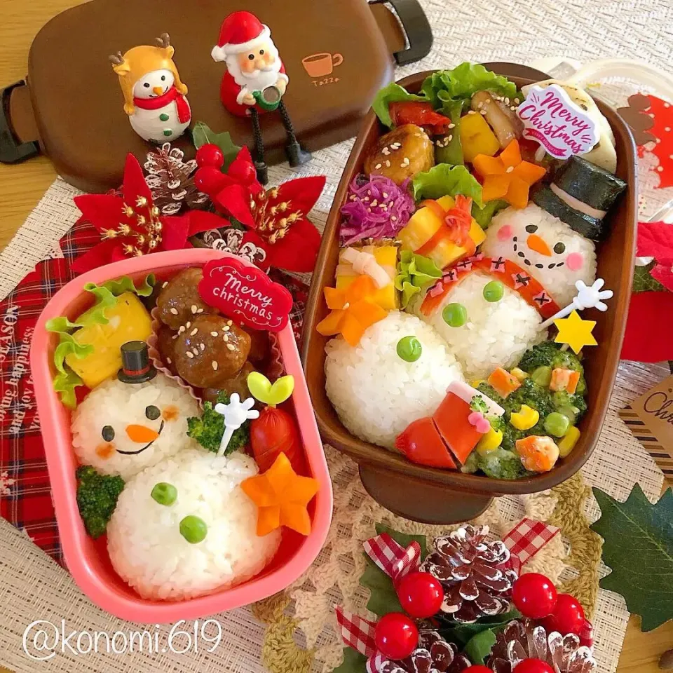 Snapdishの料理写真:雪だるまとスノーマンのクリスマス弁当⛄️🎄|@konomi.619さん