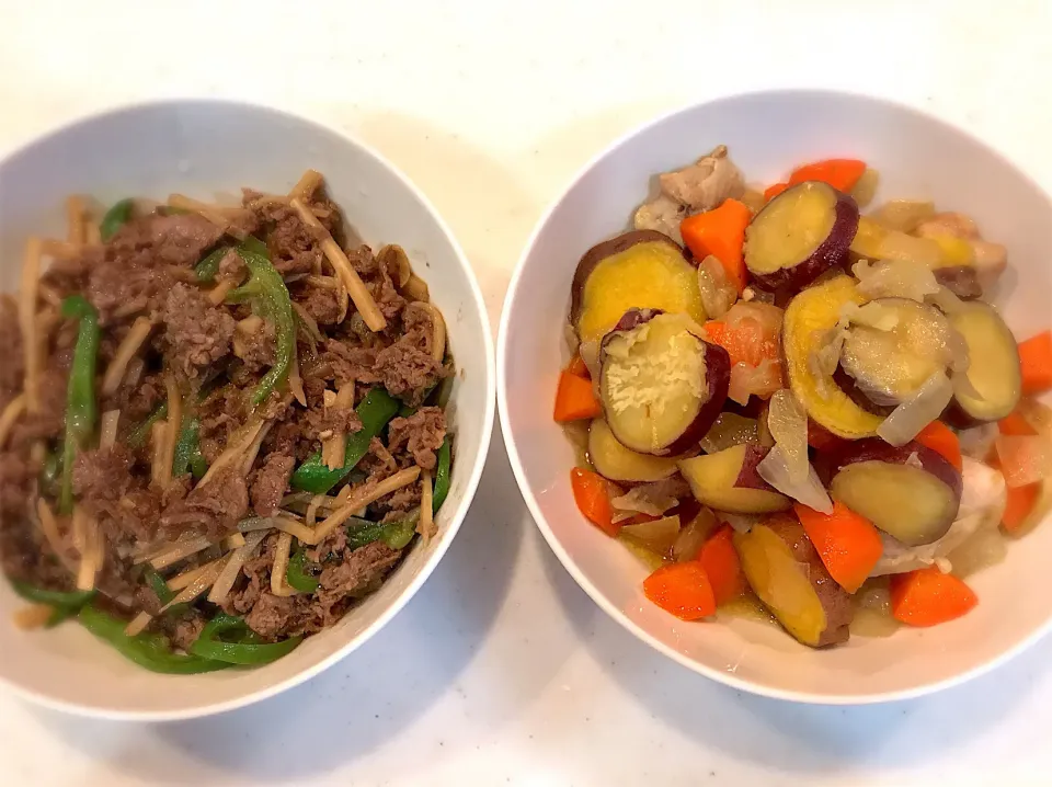 今日のつくりおき
チンジャオロース&サツマイモと鶏肉の煮物|HAPPYさん