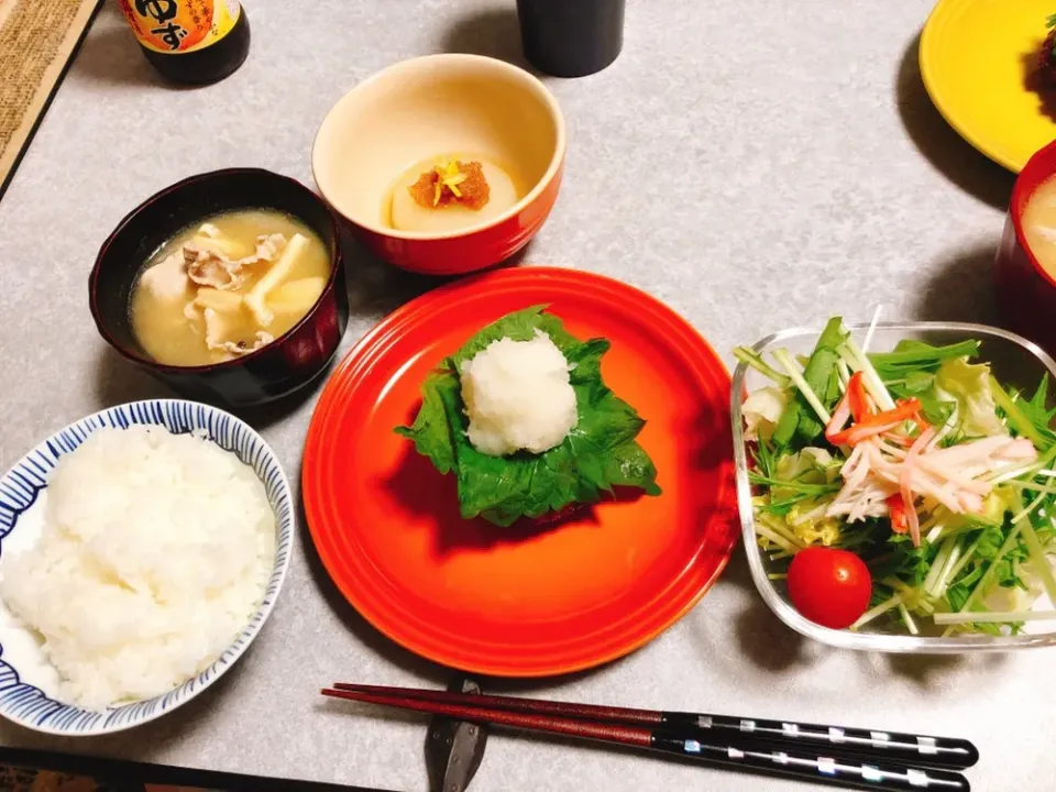 おろしハンバーグ
ふろふき大根の柚子味噌和え
きのこ汁|haacomさん