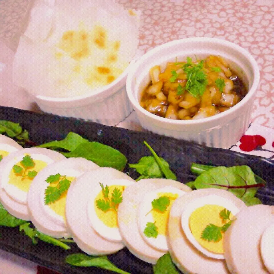 鶏ハム親子♪パリパリザグザクオニオンサラダ？サラダ？|犬.｡:*ஐさん