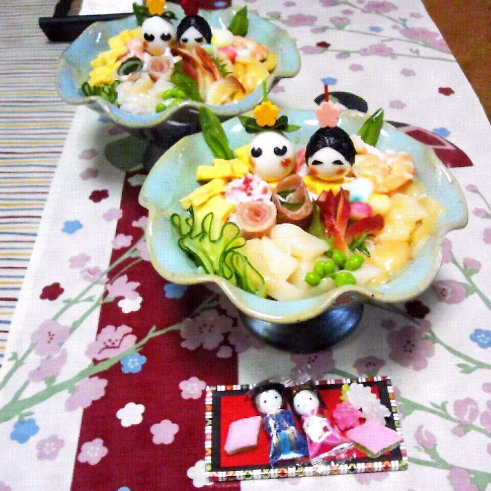 Snapdishの料理写真:雛寿司♡貝尽くしにしてみました(^-^)|犬.｡:*ஐさん