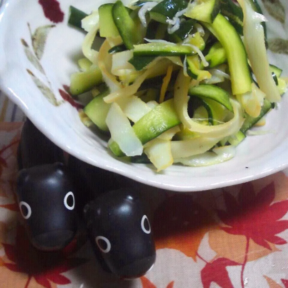 ズッキーニとおつまみイカのナムル|犬.｡:*ஐさん