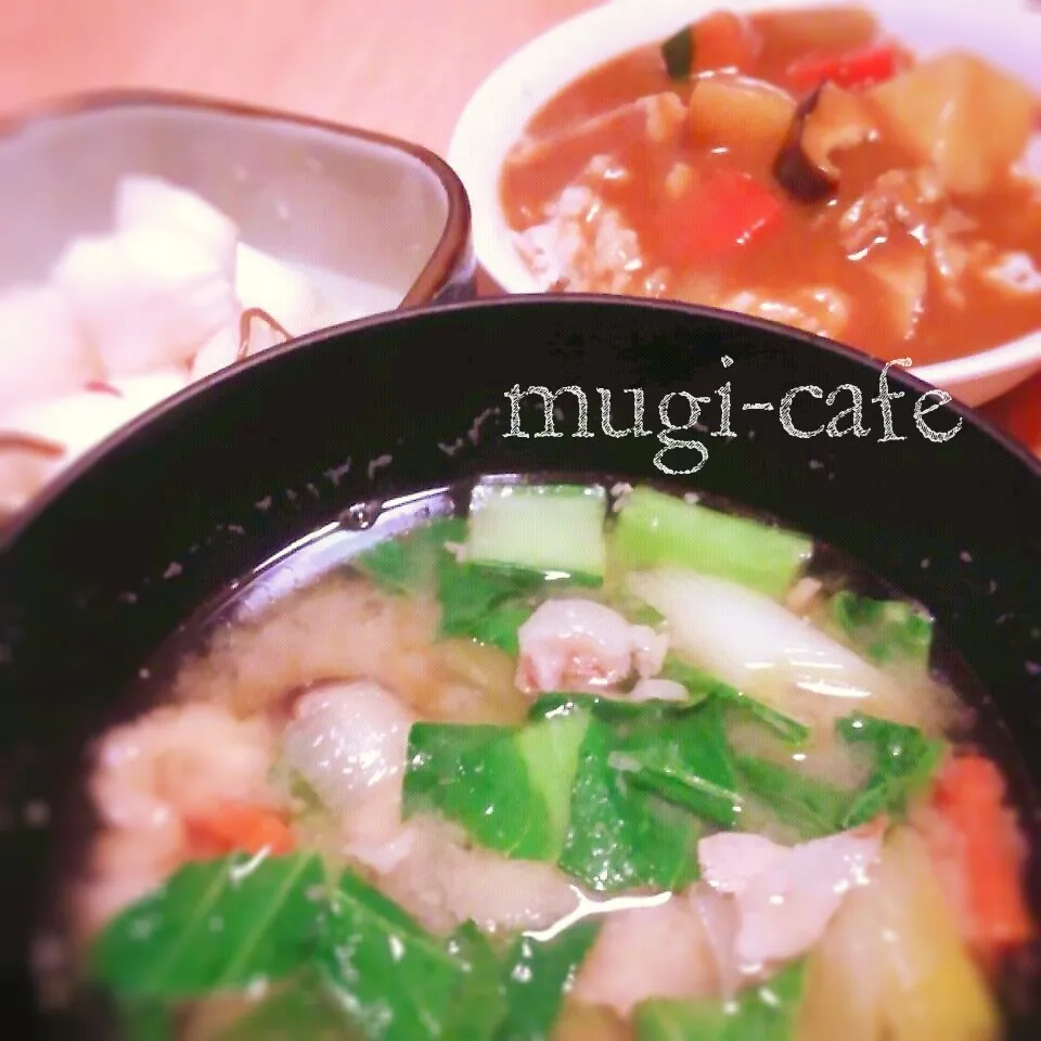 豚汁からの～カレーライス♪|mughi-cafeさん