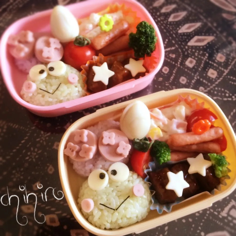 Snapdishの料理写真:けろけろけろっぴと紫陽花のキャラ弁♡|ちぃさん