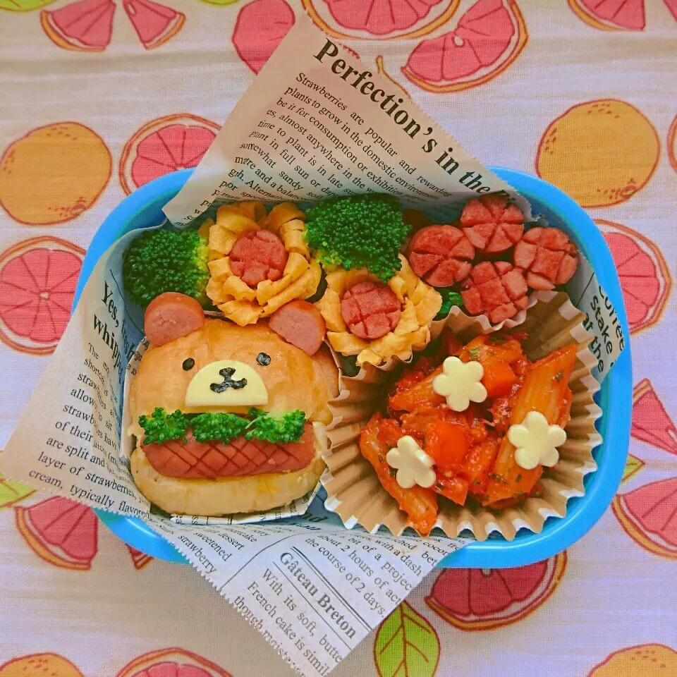 今日のお弁当🍙くまホットドッグ🍞✨🐻|yukitさん