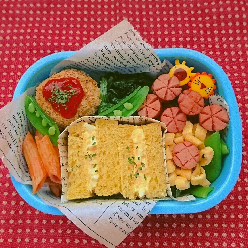 今日のお弁当🍙豆乳かぼちゃパンでサンドイッチ🐥|yukitさん