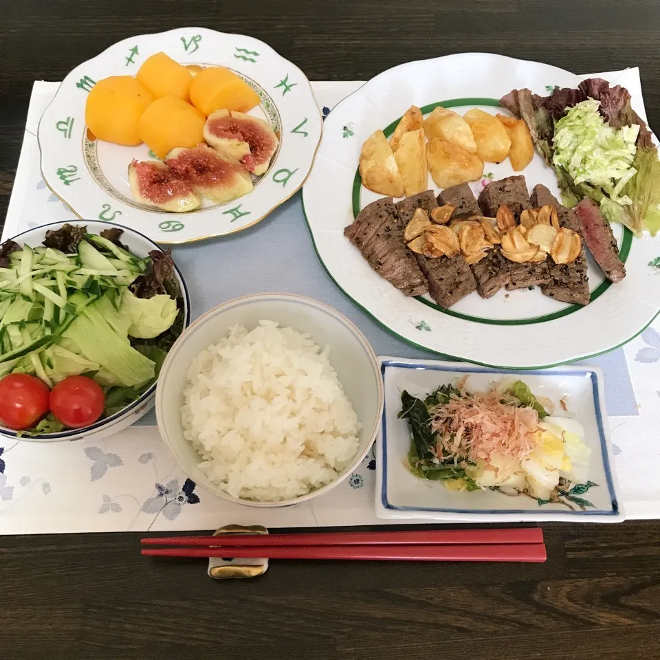 ニンニクたっぷりの但馬牛のステーキ定食😍|tamemitiさん