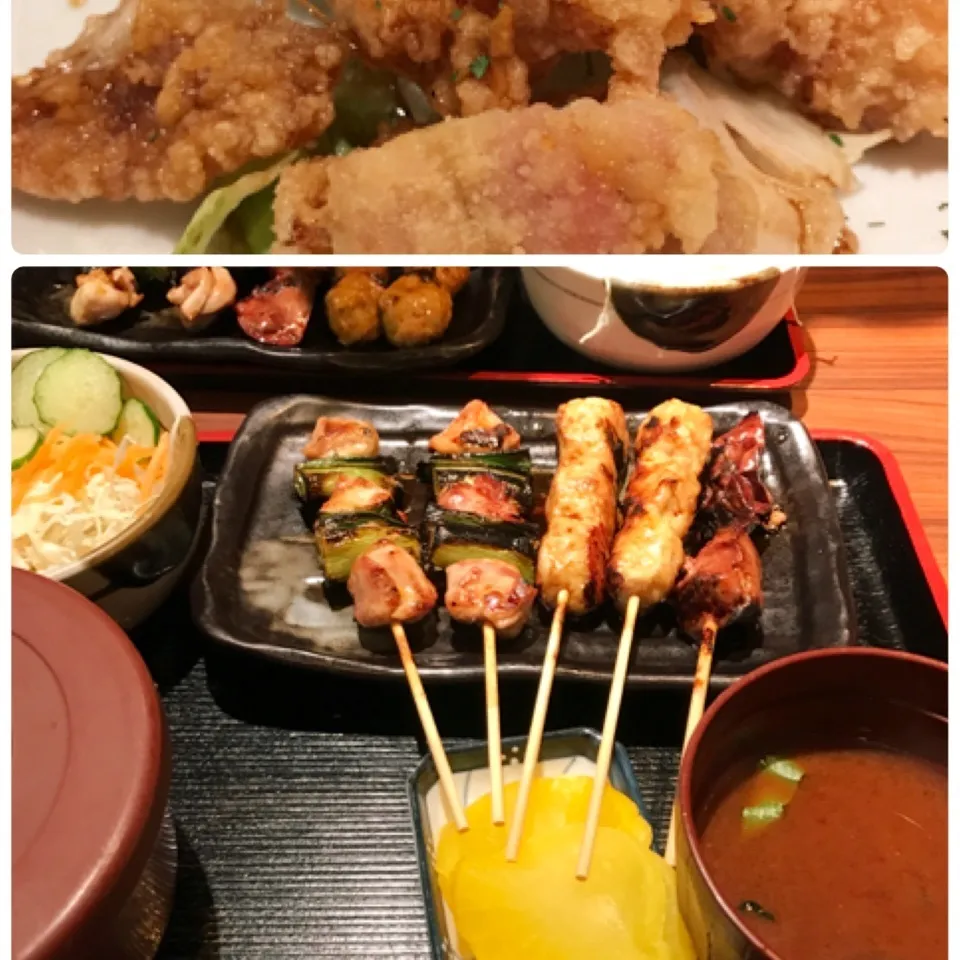 焼き鳥定食と唐揚げの香味ソースでご飯のおかわり😊|tamemitiさん