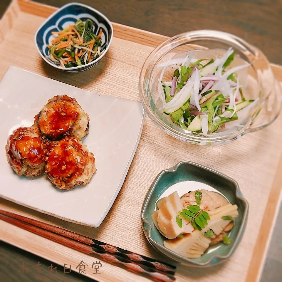 茄子の挟み揚げ定食|木もれ日食堂さん