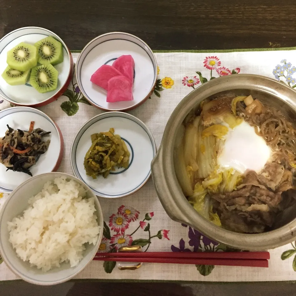 先日の残りのすき焼きに卵を入れて。|tamemitiさん