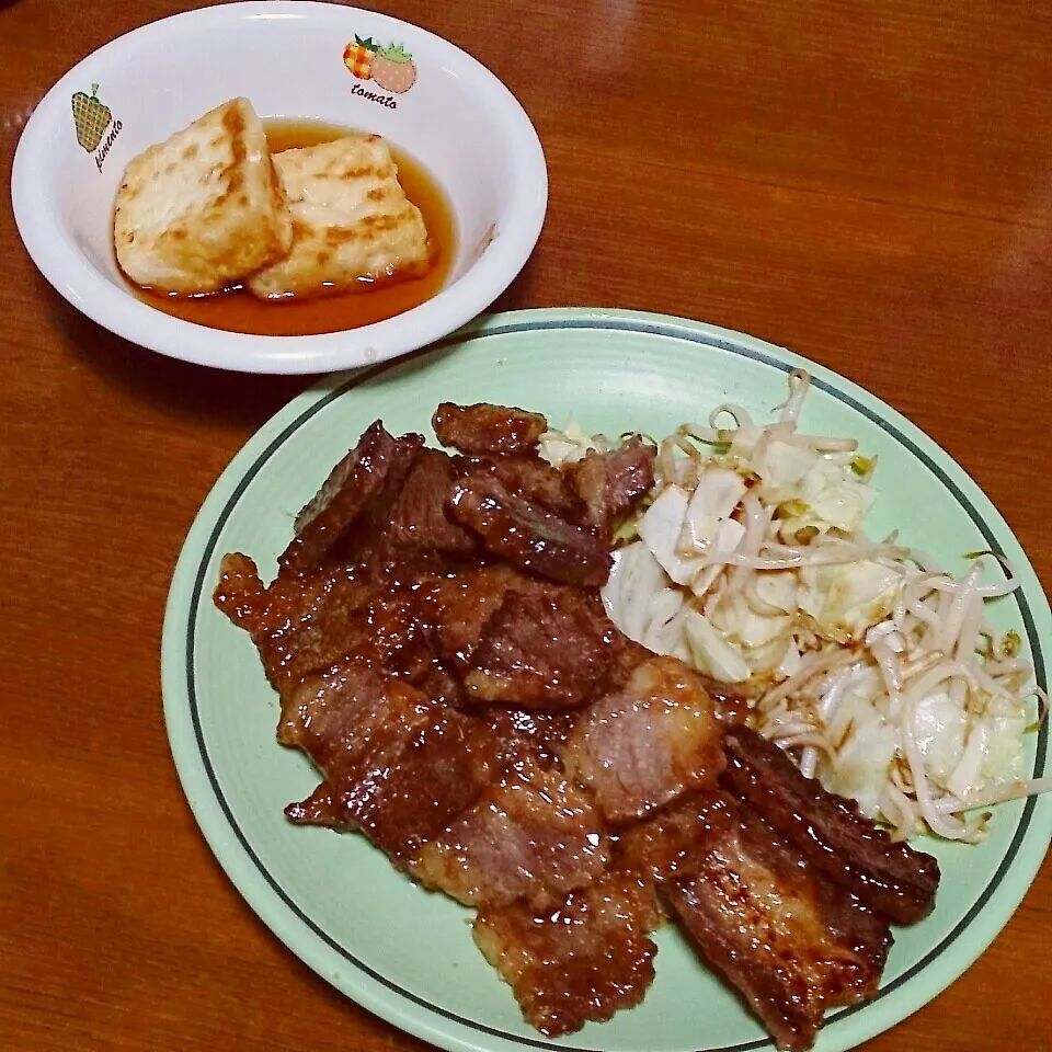 カルビと揚げ出し豆腐|ハハさん